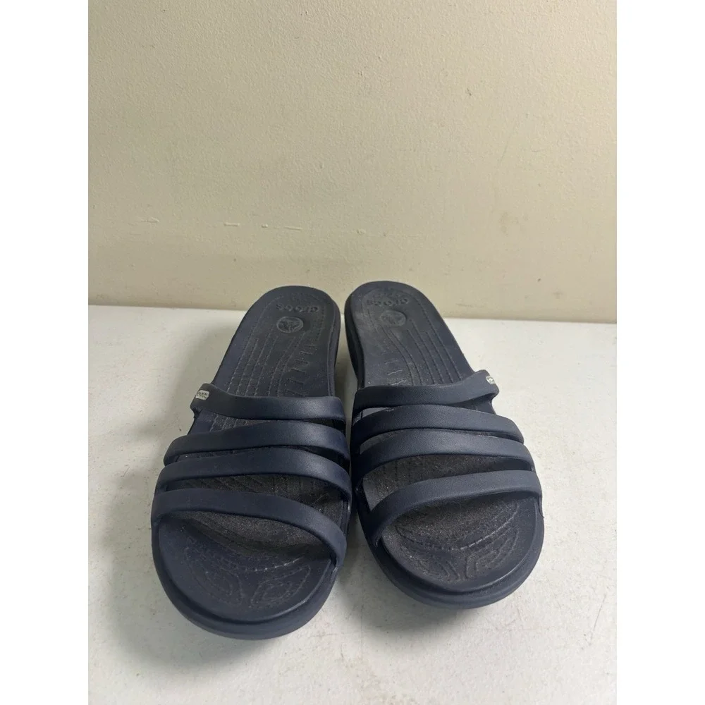 Crocs Rhonda Wedge Pump Women's Slides Sandals Slip On Comfort Navy Size 11